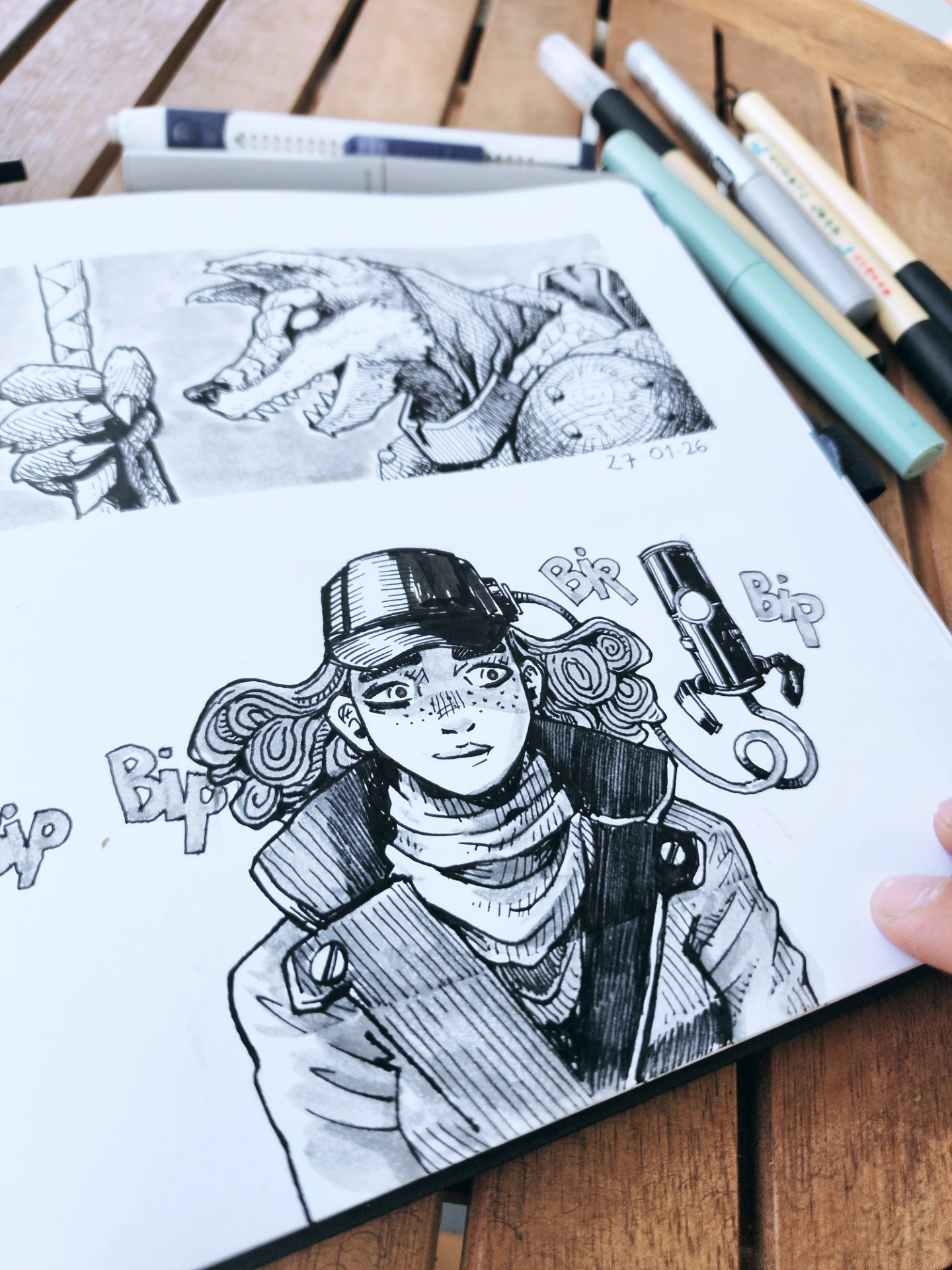 Página de sketchbook — exploración a tinta